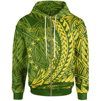 Cook Islands Zip Hoodie Moto Kavata Wings Style Unisex Green - Polynesian Pride
