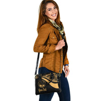 Marshall Islands Custom Personalised Shoulder Handbag - Gold Polynesian Tentacle Tribal Pattern Crest - Polynesian Pride