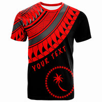 Chuuk Custom T Shirt Ginger Lei Red Pattern Unisex Black - Polynesian Pride