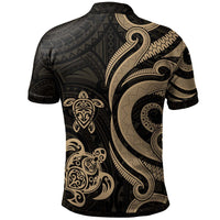 Papua New Guinea Polo Shirt Gold Tentacle Turtle - Polynesian Pride