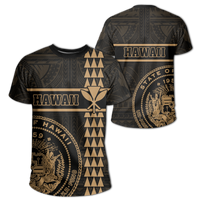 Hawaii Coat of Arms Kanaka Polynesian T Shirt Gold Unisex Gold - Polynesian Pride