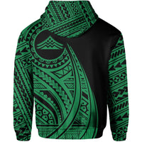 Hawaii Mauna Kea Polynesian Zip up Hoodie Tatoo Style Green - Polynesian Pride