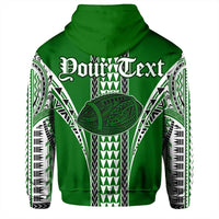 Custom Hawaii Hoodie Green Football Zip Hoodie - Polynesian Pride