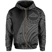 Hawaii Mauna Kea Polynesian Zip up Hoodie Tatoo Style Grey - Polynesian Pride