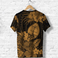 Guam Polynesian T Shirt Tropical Flowers Tan LT8 - Polynesian Pride