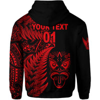 Custom New Zealand Haka Rugby Maori Hoodie Silver Fern Vibes Red LT8 - Polynesian Pride