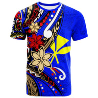 Hawaii T Shirt Tribal Flower With Special Turtles Dark Blue Color Unisex Dark Blue - Polynesian Pride