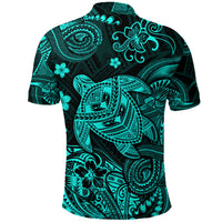 Hawaii Turtle Polynesian Polo Shirt Plumeria Flower Unique Style Turquoise LT8 - Polynesian Pride