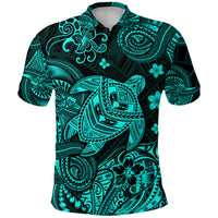 Hawaii Turtle Polynesian Polo Shirt Plumeria Flower Unique Style Turquoise LT8 - Polynesian Pride