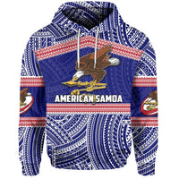 American Samoa Rugby Polynesian Patterns Hoodie Unisex Blue - Polynesian Pride