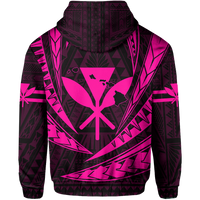 Polynesian Kakau Kanaka Maoli Map Hawaii Zip Hoodie Pink - Polynesian Pride