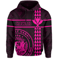 Polynesian Kakau Kanaka Seal of Hawaii Hoodie Pink - Polynesian Pride