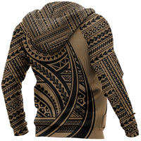 Hawaii Coat of Arms Polynesian Hoodie Tatoo Style Gold - Polynesian Pride