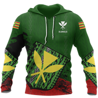 Hawaii Hoodie Kanaka Maoli Flag Special Unisex Green - Polynesian Pride