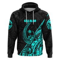 Custom Guam Rugby Hoodie Polynesian Patterns Style Turquoise LT16 - Polynesian Pride