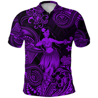 Custom Hawaii Hula Girl Polynesian Polo Shirt Unique Style Purple LT8 - Polynesian Pride