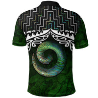 New Zealand Maori Polo Shirt, Poutama Koru Paua Shell Golf Shirt - Polynesian Pride