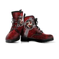 Isle Of Man Celtic Leather Boots - Celtic Cross & Triskele Skew Style - Polynesian Pride
