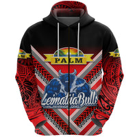 Custom Mate Maa Tonga Zip Hoodie Leimatua Bulls Creative Style Red, Custom Text and Number LT8 - Polynesian Pride