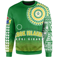 Cook Islands SweatShirt - Tattoo Style Unisex Green - Polynesian Pride