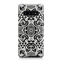 Polynesian Tribal Tough Case Black White Samsung Galaxy S10+ - Polynesian Pride