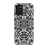 Polynesian Tribal Tough Case Black White Samsung Galaxy S20 Plus - Polynesian Pride