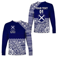 (Custom Personalised) St. Andrew's High School Long Sleeve Shirt Tonga Kupesi Vibes LT8 Unisex Blue - Polynesian Pride