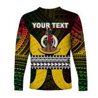 (Custom Personalised) Vanuatu Off Shoulder Long Sleeve Shirt Polynesian Patterns Mix Pig Tusk LT6 - Polynesian Pride