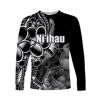(Custom Personalised) Hawaiian Islands Long Sleeve Shirts Niihau LT6 Unisex Black - Polynesian Pride