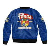 Tonga Independence Sleeve Zip Bomber Jacket 2023 Blue Style LT6 - Polynesian Pride