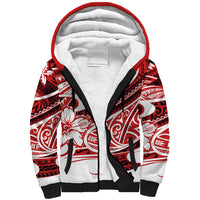 Polynesian Tribal Sherpa Hoodie Red LT6 Unisex Red - Polynesian Pride