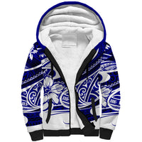 Polynesian Tribal Sherpa Hoodie Blue LT6 Unisex Blue - Polynesian Pride