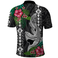 Hawaii Kakau Polo Shirt Mix Sharks Polynesian Hibiscus LT6 - Polynesian Pride