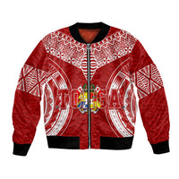 Personalised Tonga Independence Day Bomber Jacket Kupesi Pattern Mix Style LT7 Unisex Red - Polynesian Pride