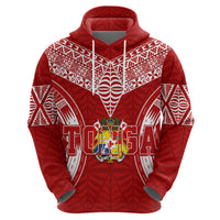 Custom Tonga Independence Day Hoodie Kupesi Pattern Mix Style LT7 Zip Hoodie Red - Polynesian Pride