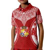 Personalised Tonga Independence Day Kid Polo Shirt Kupesi Pattern Mix Style LT7 Kid Red - Polynesian Pride