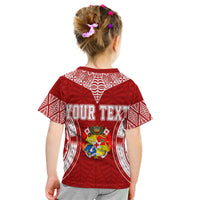 Personalised Tonga Independence Day Kid T Shirt Kupesi Pattern Mix Style LT7 - Polynesian Pride