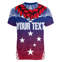 Personalised Samoa Independence Day Women V Neck T Shirt Ula Fala Gradient Color LT7 - Polynesian Pride