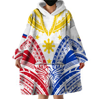 Personalised Philippines Independence Day Wearable Blanket Hoodie Tribal Sun and Stars Ver 02 LT7 - Polynesian Pride