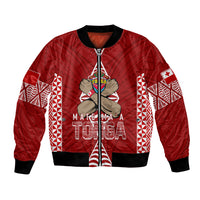 Personalised Tonga Rugby Bomber Jacket Mate Ma'a Tonga Independence Day LT7 Unisex Red - Polynesian Pride