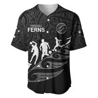 Personalised New Zealand Football Ferns Baseball Jersey Women's World Cup 2023 Tribal Koru Pattern LT7 - Polynesian Pride