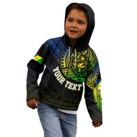 Personalised Vanuatu Kid Hoodie Turtle Chest Tattoo Flag Color - Malampa LT7 - Polynesian Pride