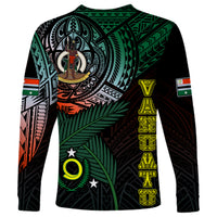 Personalised Vanuatu Long Sleeve Shirt Turtle Chest Tattoo Flag Color - Penama LT7 - Polynesian Pride