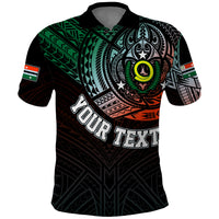 Custom Vanuatu Polo Shirt Turtle Chest Tattoo Flag Color Penama LT7 Black - Polynesian Pride
