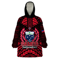 (Custom Personalised) Samoa Independence Day Wearable Blanket Hoodie Ulafa Polynesian Unique Red No3 LT9 Unisex One Size - Polynesian Pride