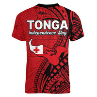 Tonga Independence Anniversary Women V Neck T Shirt Tongan Tribal Pattern Unique Version LT9 - Polynesian Pride