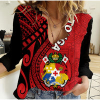 Polynesian Tonga Women Casual Shirt Tribal Pattern Unique Version LT9 Female Red - Polynesian Pride