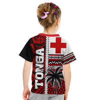 Tonga Kupesi Ngatu Kid T Shirt Proud Tonga with Flag and Palm Tree LT9 - Polynesian Pride