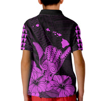 Hawaii Shaka Sign Kid Polo Shirt Purple Version LT9 - Polynesian Pride