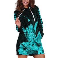Hawaii Shaka Sign Hoodie Dress Turquoise Version LT9 - Polynesian Pride